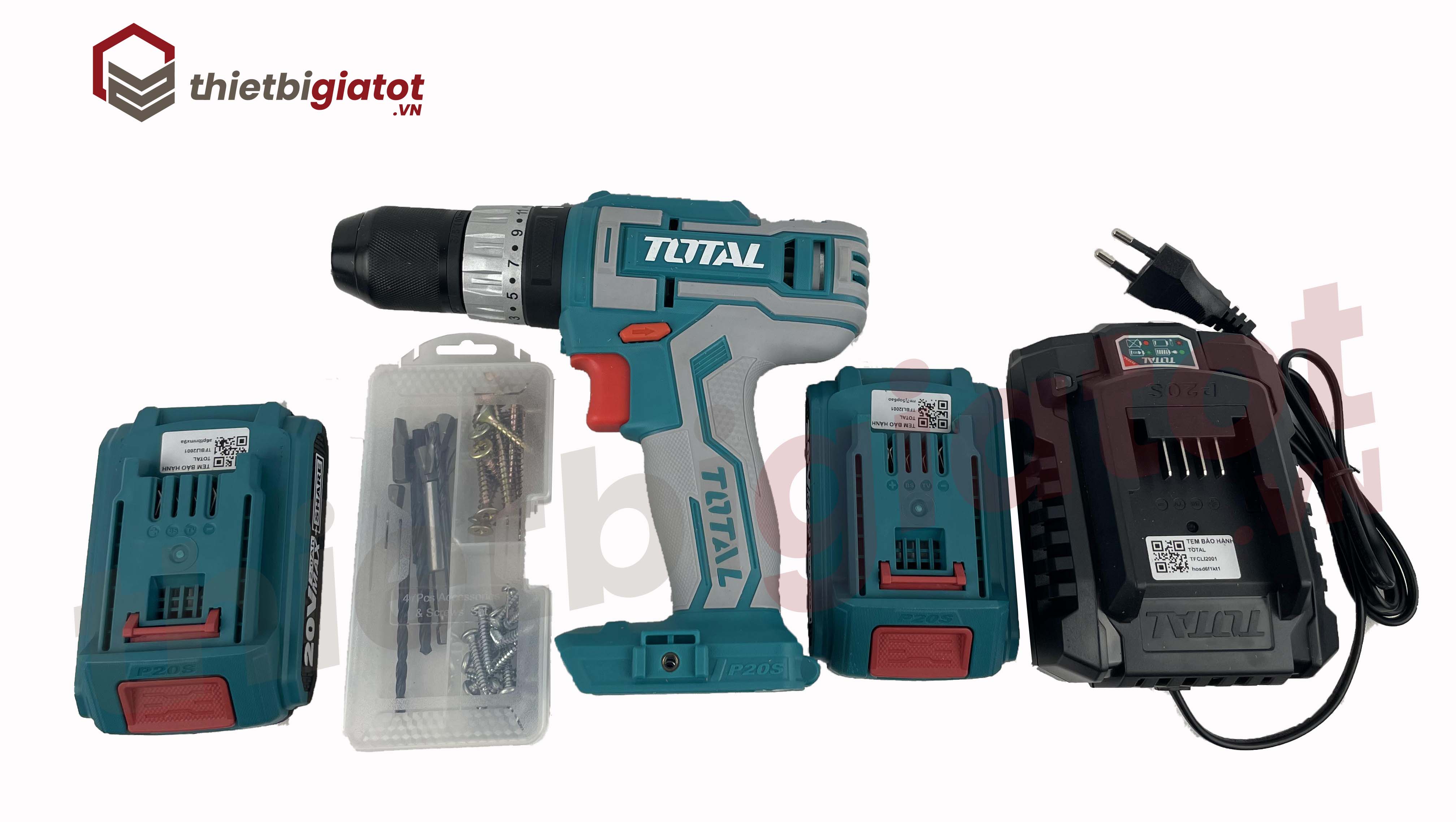Máy khoan pin 20v total tidli2002 - khoan có búa 3 chức năng có chổi than