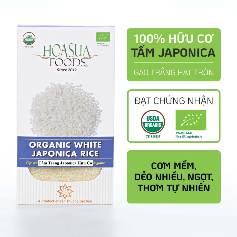 Gạo tấm Japonica hữu cơ cơm dẻo mềm cho bé ăn dặm - Hộp 1kg