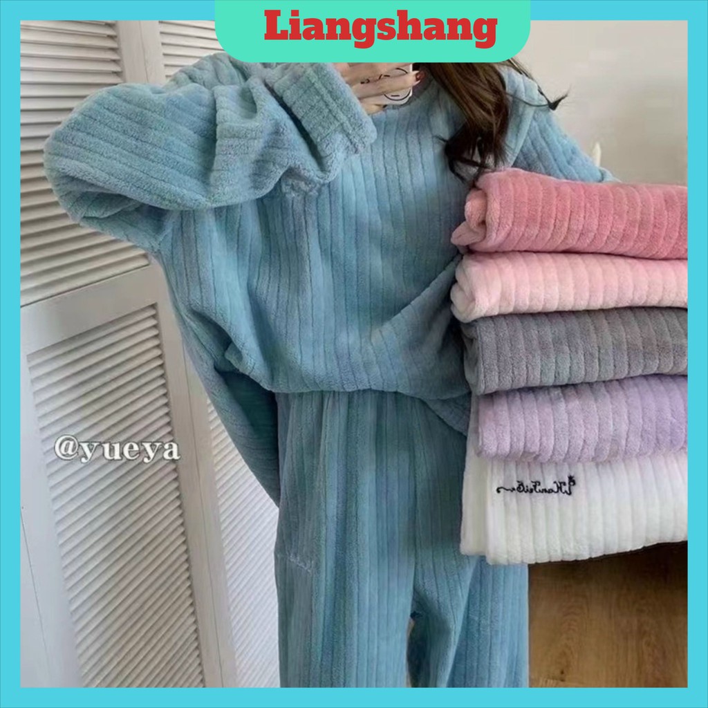 Bộ mặc nhà 🍁freeship🍁bộ đồ ngủ lông mềm siêu ấm hàng quảng châu