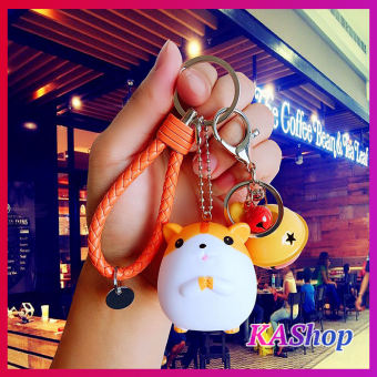 Móc khóa treo balo Chuột Hamster CUTE nhựa mềm BÓP kêu chit chít VUI TAI - kèm chuông - KAShop
