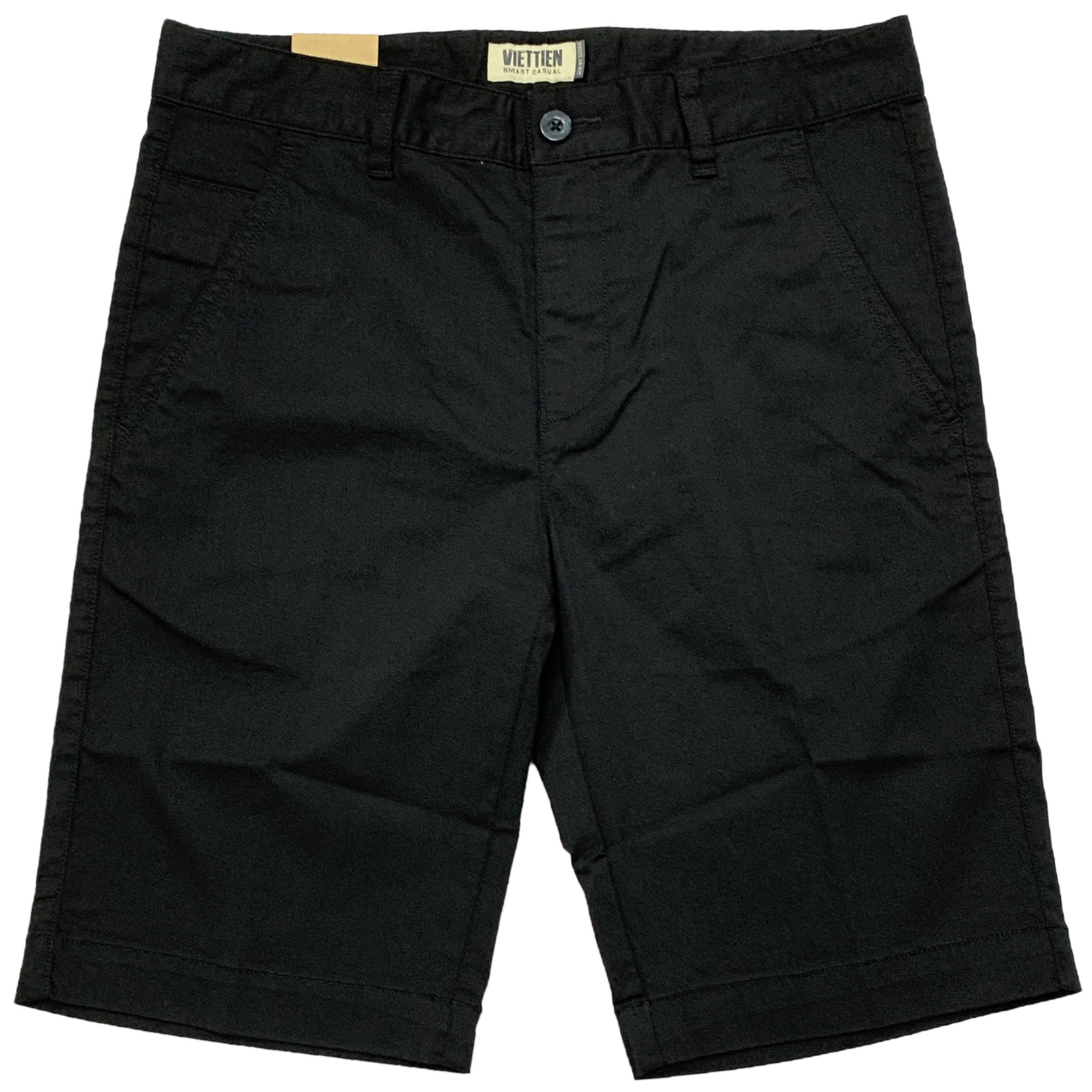 Quần short kaki nam việt tiến màu đen 6p8124 phom regular fit