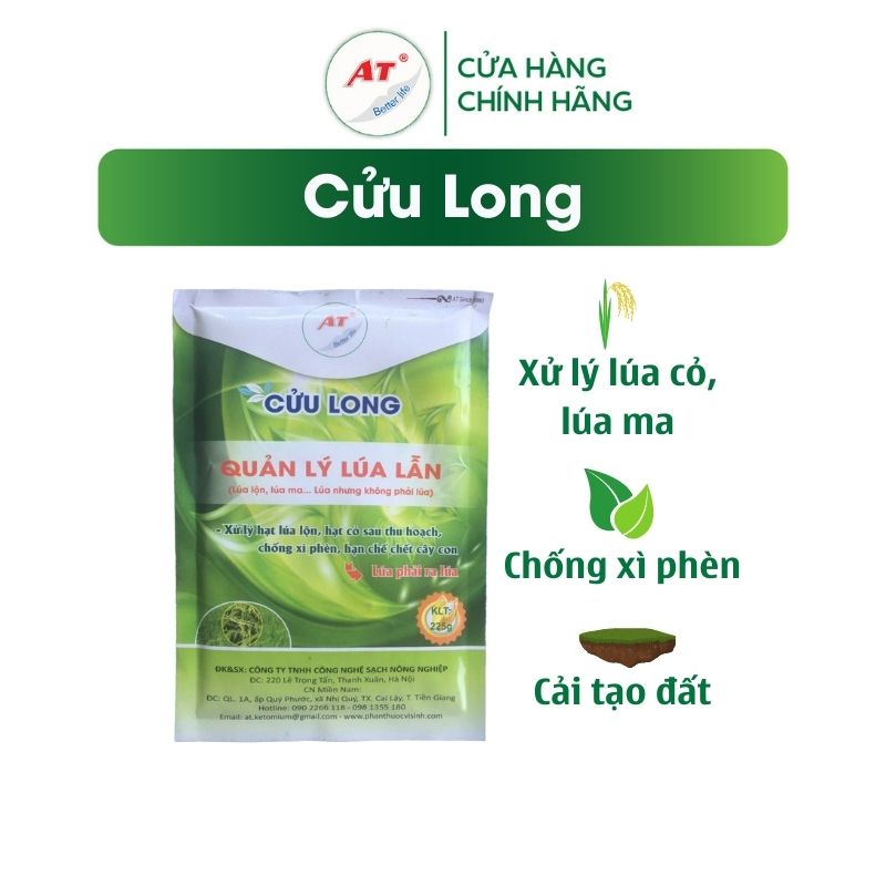 Chế phẩm sinh học at xử lý hạt lúa lộn, lúa 2 tầng, hạt cỏ sau thu hoạch, chống xì phèn – at cửu long 225g