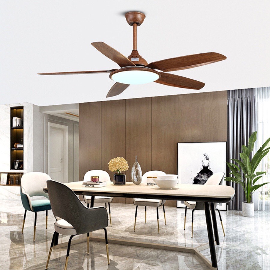 (Bảo Hành 5 Năm) QUẠT TRẦN ĐÈN 5 CÁNH HIỆN ĐẠI,ĐỘNG CƠ DC TIẾT KIỆM ĐIỆN,6 CHẾ ĐỘ GIÓ,KHIỂN TỪ XA,CÓ ĐẢO CHIỀU HÚT ẨM