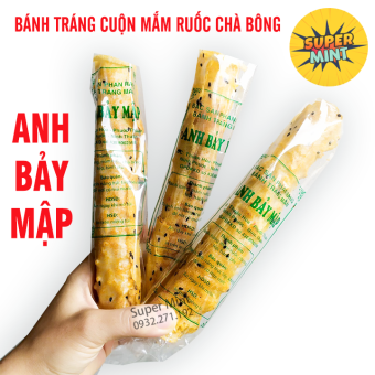 Combo 3 gói bánh tráng cuốn mắm ruốc Anh Bảy Mập Full topping Chà Bông, Tép, Hành phi-Bánh Loại 1 - Ăn vặt ngon Super Mint