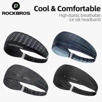 Rockbros dải băng buộc đầu chơi thể thao nam nữ chống trượt đàn hồi rộng hairband phản quang an toàn ban đêm đi xe đạp Khăn Quấn Đầu đa chức năng tập yoga chạy nhanh khô sweatbands