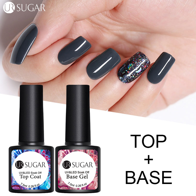 Ur sugar bộ sơn nền không cần lau bộ sơn nền dạng gel mờ sơn nền cho sơn gel uv sơn móng tay phong cách mới 7.5ml