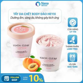 Tẩy tế bào chết body hương trái đào toàn thân Heyxi Peach Clear 200g tẩy sạch da chết làm trắng ngừa lão hóa làm dịu da chống vi khuẩn nội địa Trung- Nana skincare