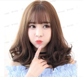 tóc giả nữ nguyên đầu xoăn ngang vai tóc giả bộ cả đầu, tóc giả ngắn, tóc giả cho người trung niên