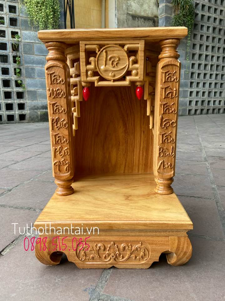 Bàn thờ thần tài ông địa cột vuông khắc chữ 40 x 60cm ( Hàng loại 1 )