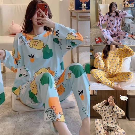 Đồ Bộ Thun Nữ Tay Dài Quần Dài ?? Bộ Thun Mặc Nhà Dài Tay ?? Bộ Ngủ Thun Đẹp Có Size