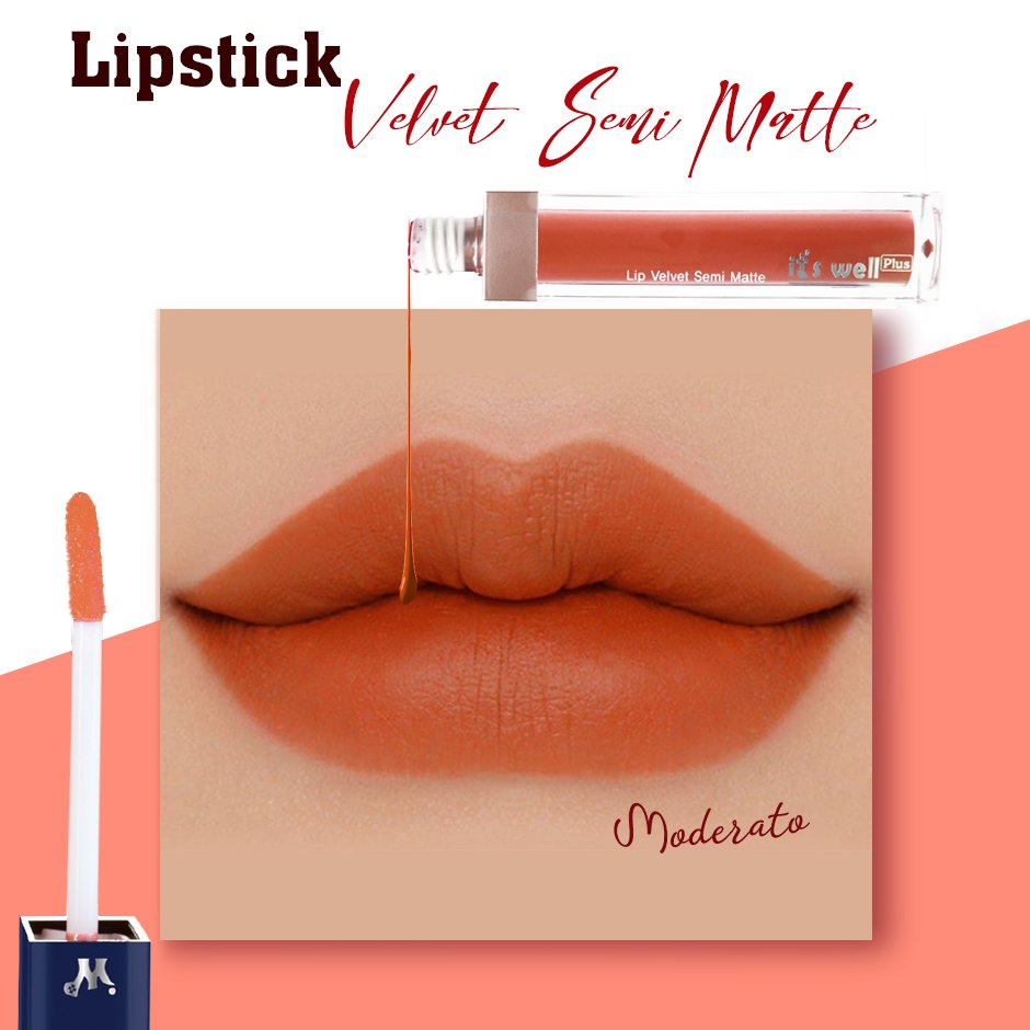 Son kem it's well plus chất lì mềm mịn lâu trôi, lên màu chuẩn hàn quốc lip velvet semi matte #02moderato 8g