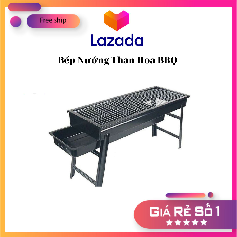Bếp nướng than hoa bbq - bếp nướng than dài gấp gọn chuyên dùng dã ngoại du lịch hoạt động ngoài trời