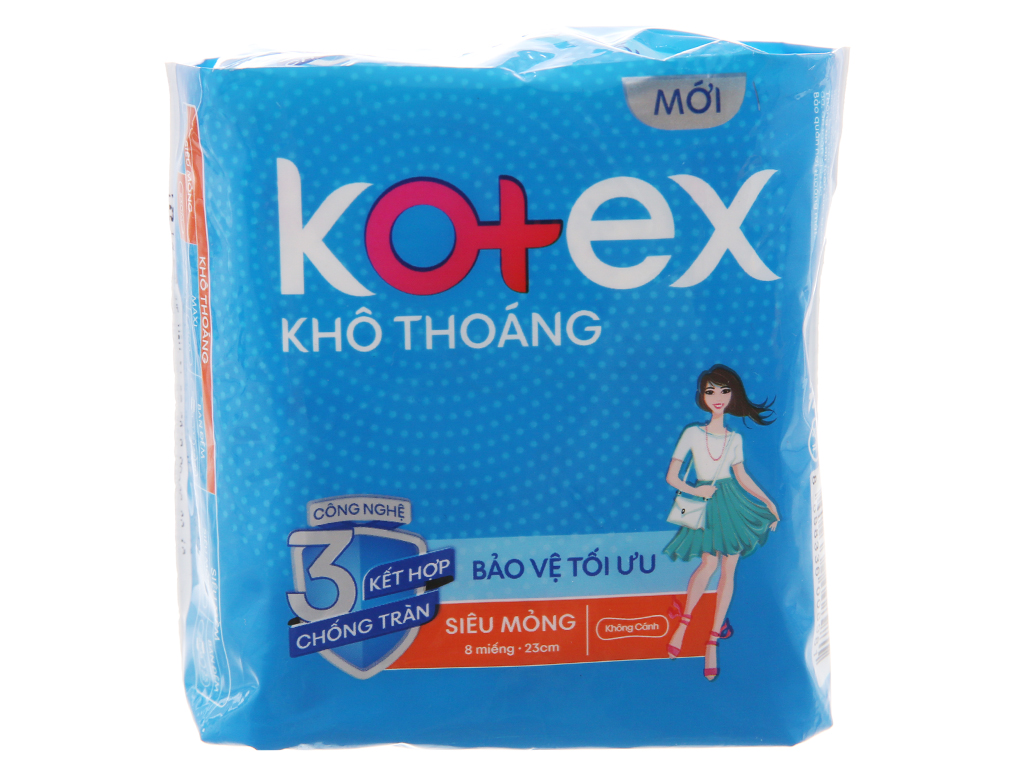 Set 8 gói Băng vệ sinh Kotex khô thoáng siêu mỏng không cánh 8 miếng/gói
