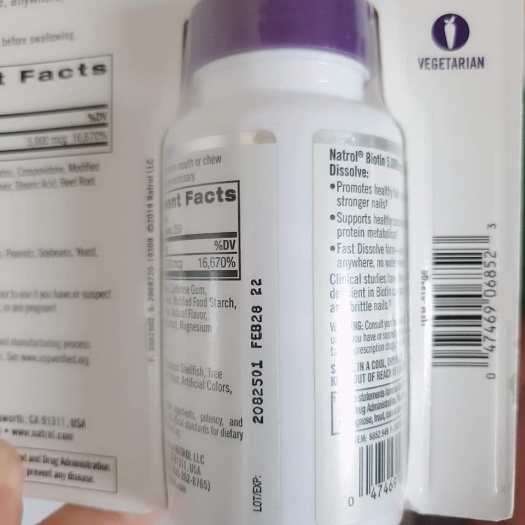 VIÊN NGẬM VỊ DÂU NATROL  BIOTIN 5000MCG GIÚP Hỗ Trợ Mọc Tóc