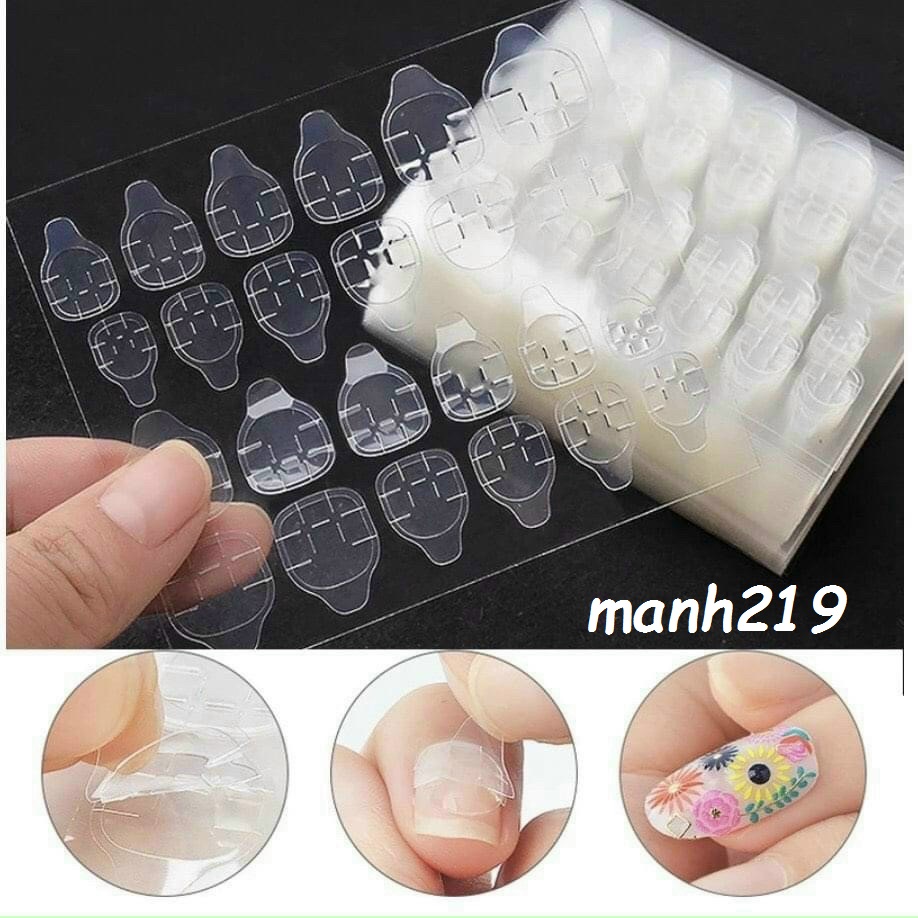 Băng keo dán móng tay giả 24 cái nail sticker, hai mặt siêu tiện lợi - sinailmi