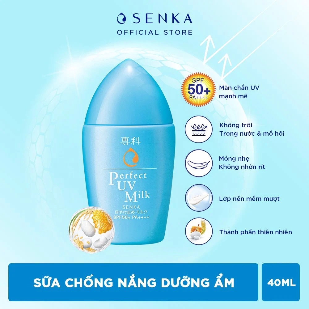 Sữa chống nắng spf 50+pa++++ senka perfect uv milk 40ml - senka