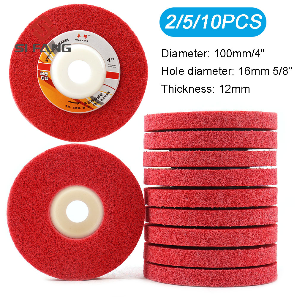 Si fang bánh xe đánh bóng sợi nylon 4 inch 100mm 7p đĩa đánh bóng chà nhám bánh xe mài mòn đánh bóng kim loại cho máy mài góc 2/5/10 cái