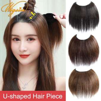 Tóc giả nửa đầu thẳng ngắn nửa đầu dành cho nữ Tóc giả hình chữ U màu nâu đen chịu nhiệt Kẹp tóc giả tự nhiên tổng hợp