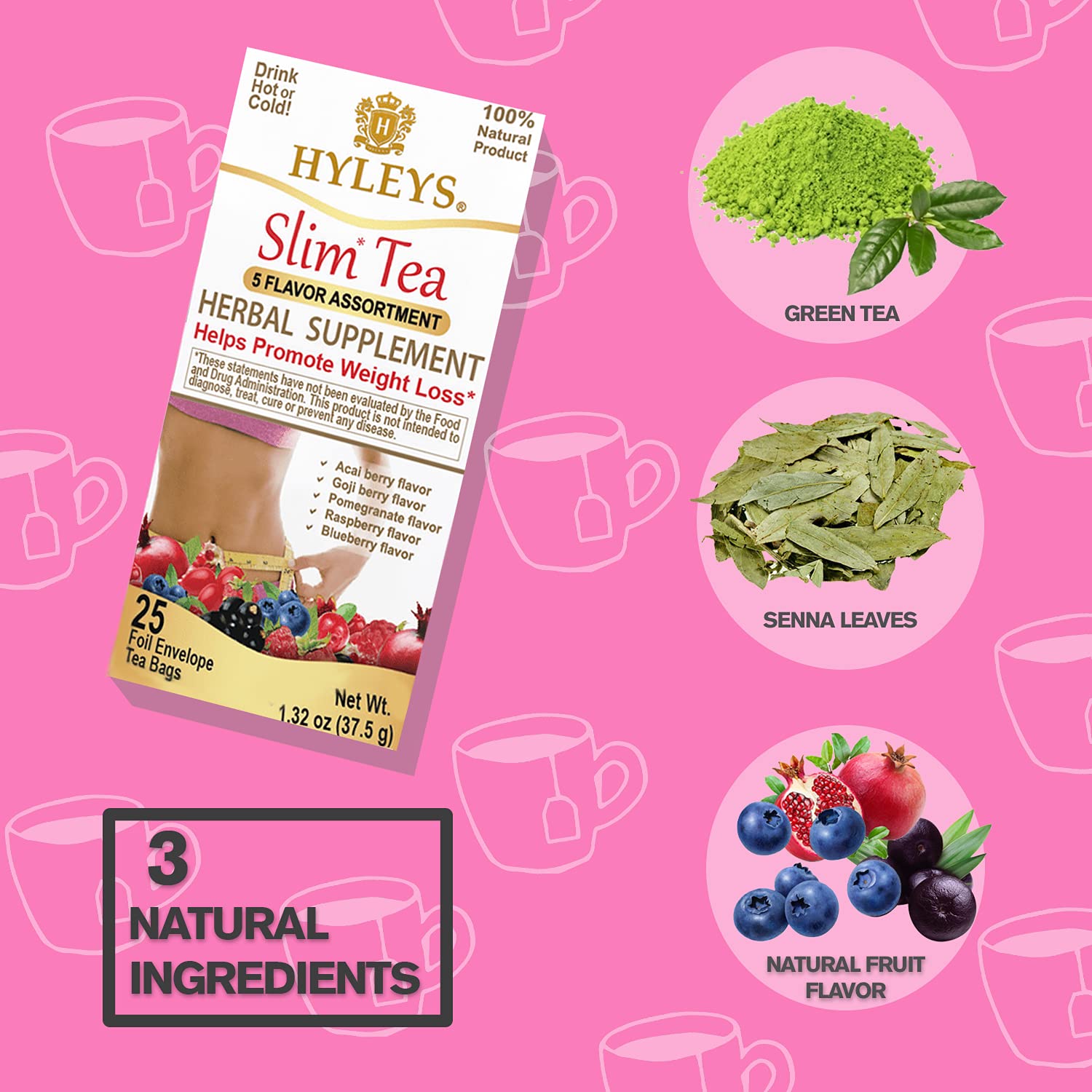 [HCM][SlimTea] Trà Giảm Cân Hyleys Slim Tea Trà Thảo Mộc Goji Berry Câu Kỳ Tử Acai Berry Việt Quất Sri Lanka Made in USA