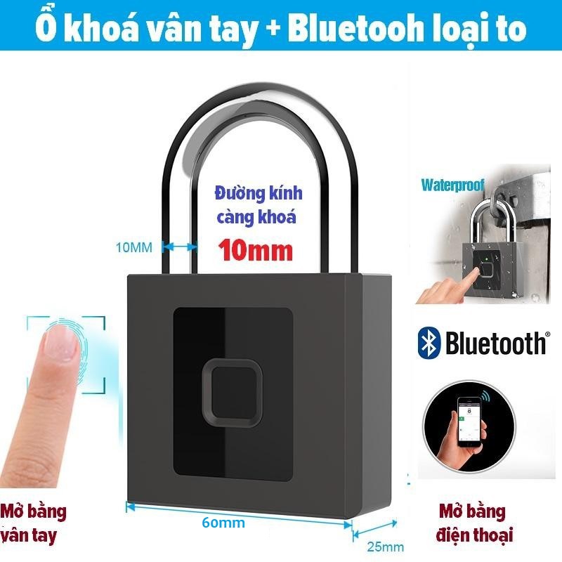 Khoá vân tay và App điện thoại loại to càng khoá 10mm