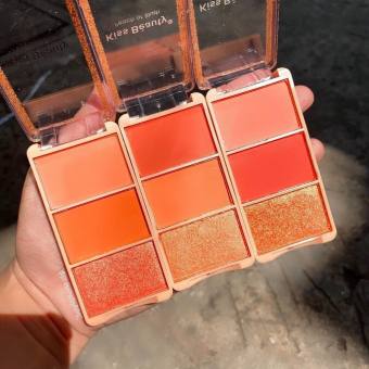 Phấn má hồng 3 Ô Kiss Beauty tông cam đào