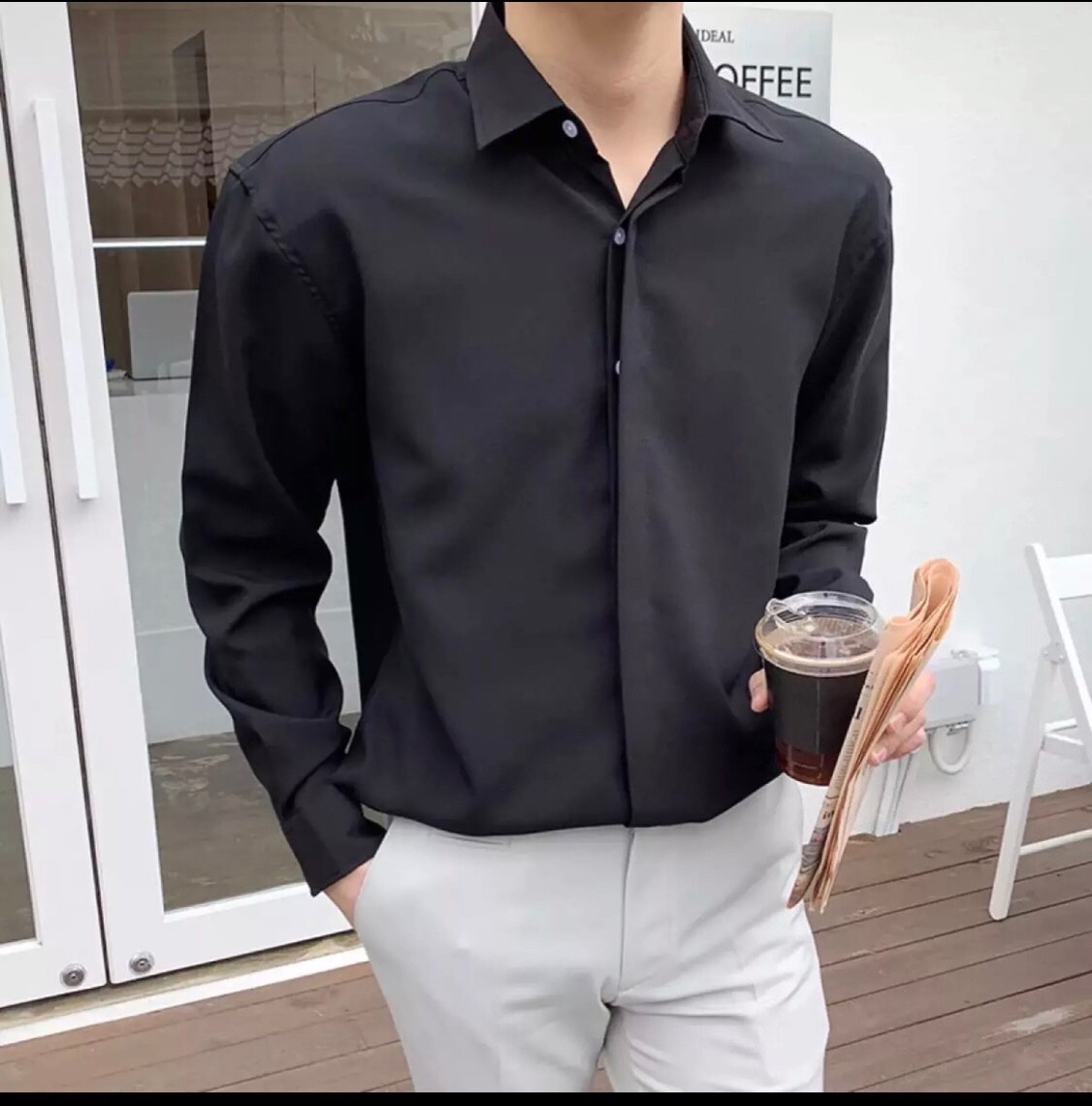 Áo sơ mi nam hàn quốc phom rộng kiểu dáng thời trang mới siêu hot.