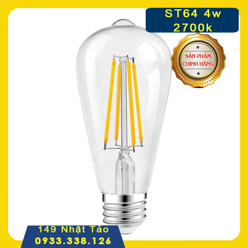 Combo 10 bóng đèn edison st64 4w e27 ánh sáng vàng dùng trang trí nội thất sân vườn