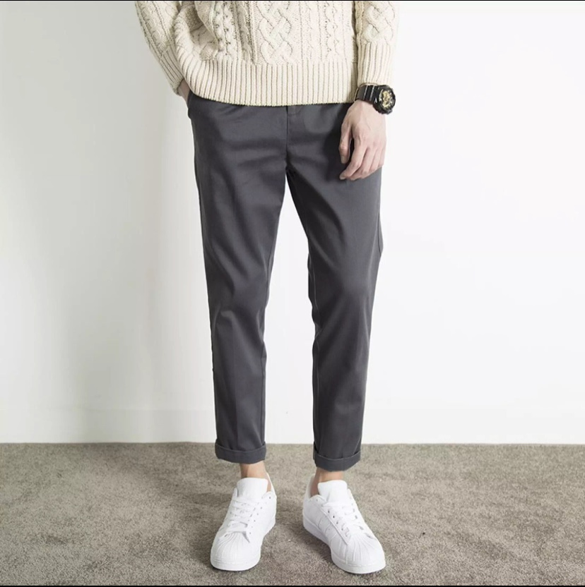 Quần kaki nam nữ ống suông basic sắn ống baggy sành điệu hot trend 1red shop
