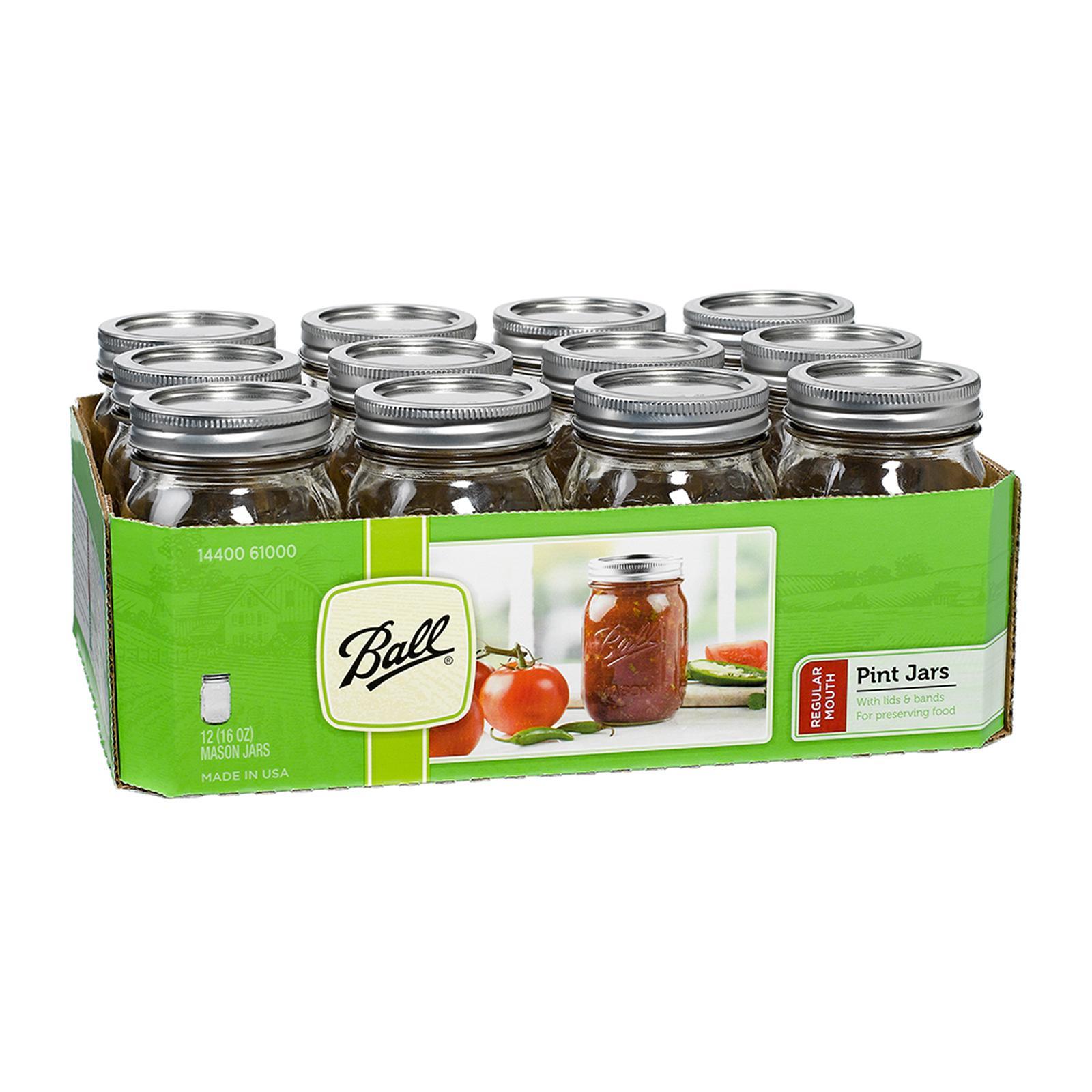 Ball 16 oz. Wide Mouth Pint Glass Jar (12-Pack/Case) 14400-66000 - The Home  Depot