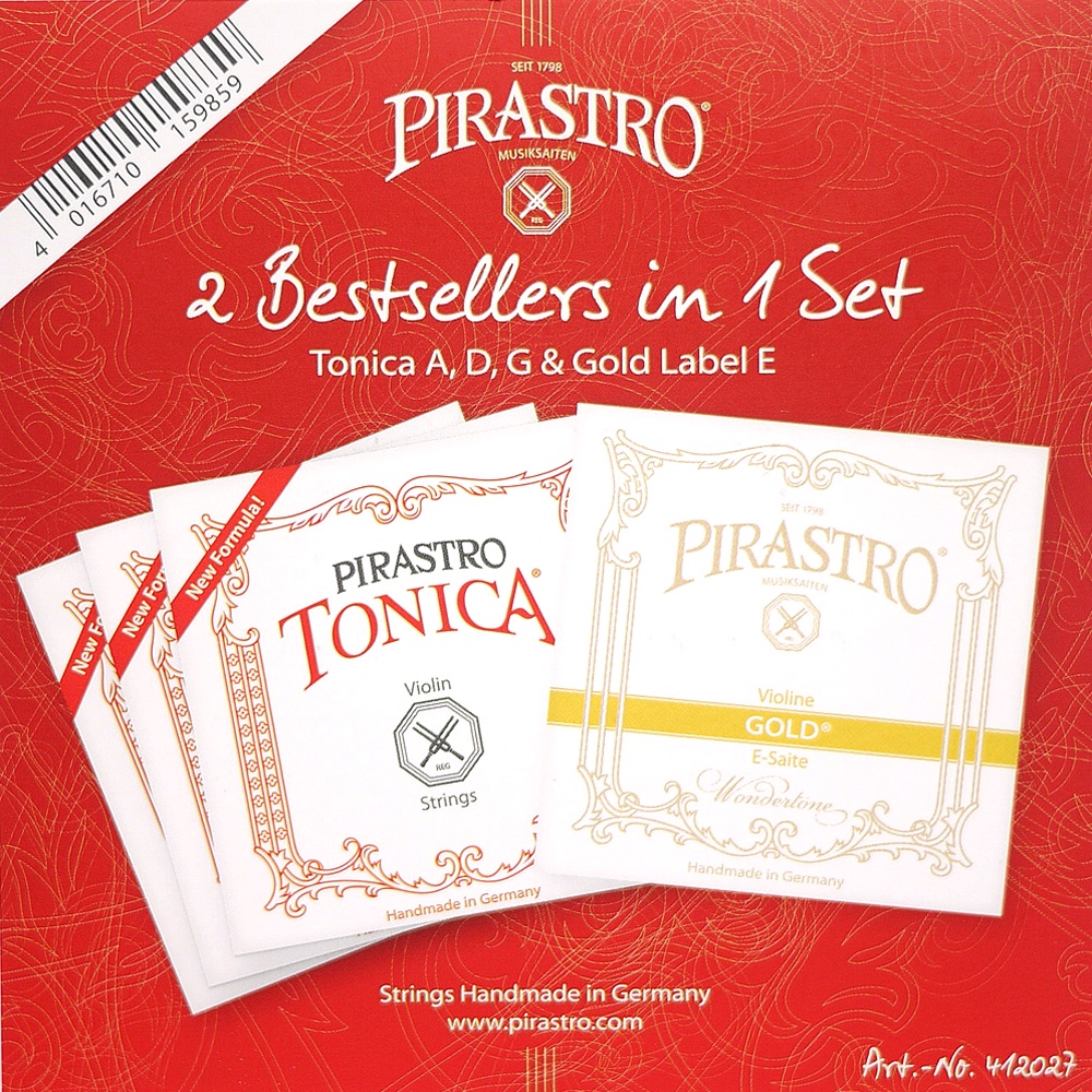 ชุดสายไวโอลิน PIRASTRO TONICA NEW FORMULAR + GOLD LABLE VIOLIN SET 4/4 ผลิตในเยอรมัน แท้ 100% ราคา 1,290 บาท*ส่งฟรี