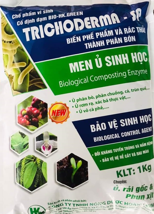 Men ủ vi sinh hữu cơ Trichoderma SP biến phế phẩm và rác thải thành phân bón, đối kháng nấm bệnh, bảo vệ rễ ( Túi 1 kg )