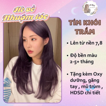 Thuốc Nhuộm Tóc Tím Khói Trầm Không Cần Tẩy ( Kèm Oxi+ Găng Tay+ HDSD )