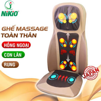 Ghế massage lưng cổ mông xoa bóp day ấn rung nhiệt hồng ngoại Nikio NK-180 - Màu nâu