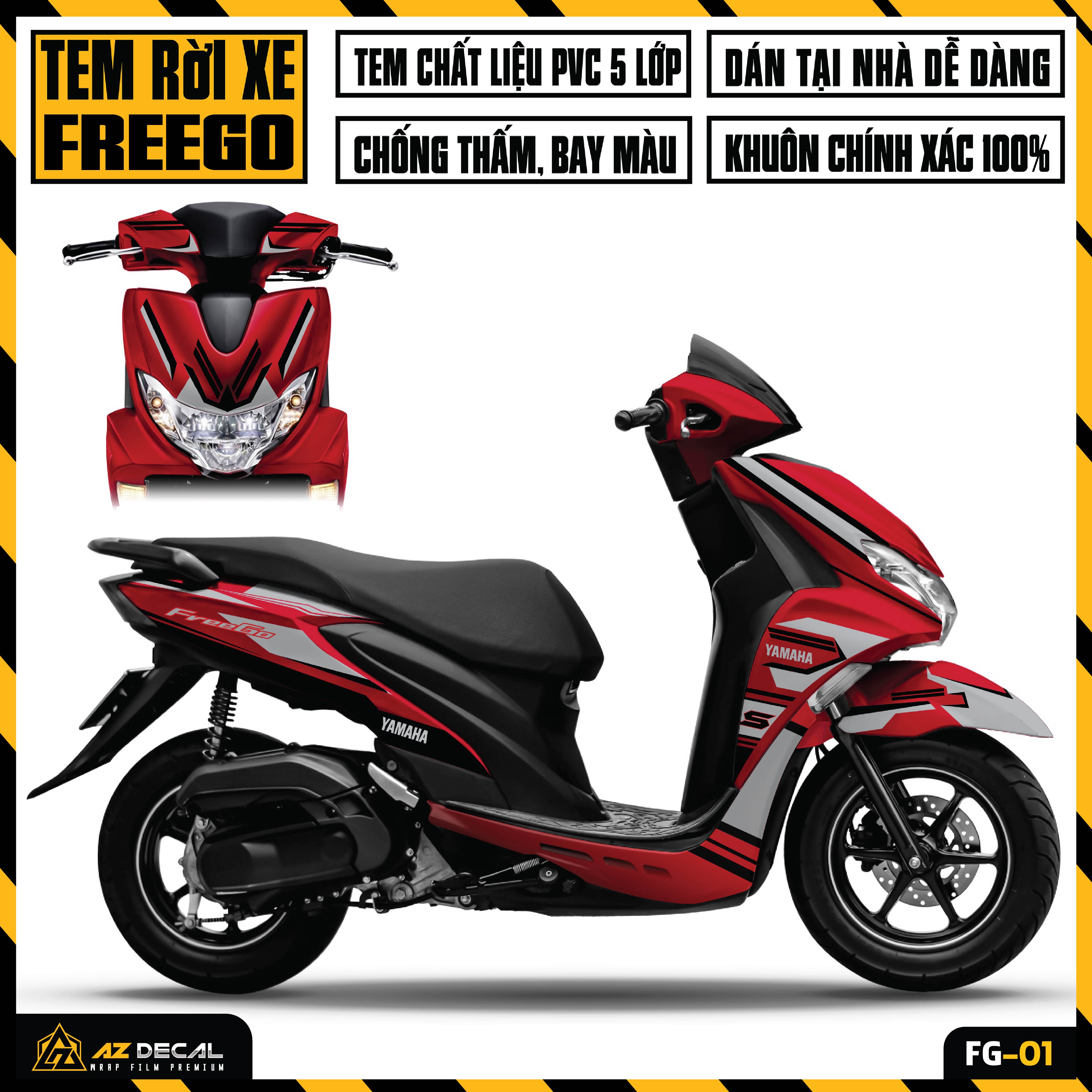 Tem Xe FreeGo Đẹp Bản Tiêu Chuẩn và Bản S | FG-01 | Decal Dán Xe Yamaha FreeGo 125 Chống Nước Dễ Dán