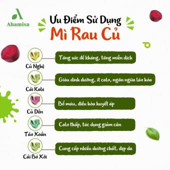 Mì rau củ tươi sấy lạnh - mì rau củ sạch Ahamisa 5 vị tự chọn - rau củ sạch nguyên chất, ăn sạch sống lành.
