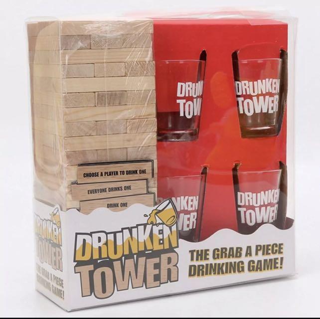 Homeware Deluxe Drunken' Tower The Grab A Piece Adult Party Game with  Exclusive Matty's Toy Stop Storage Bag - Adult Party Game