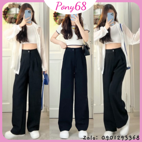 Quần ống đứng Culottes 100cm quần hack dáng full Cạp cao PONY68
