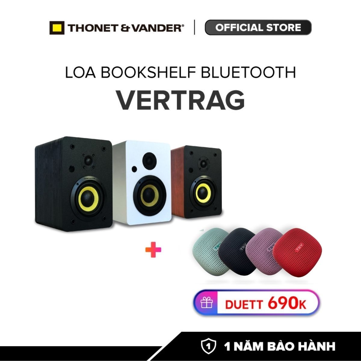 Combo loa bookshelf bluetooth thonet & vander vertrag + loa duett | công nghệ bluetooth | công suất 230w | công nghệ hammer bass và drone fx độc quyền | bảo hành chính hãng