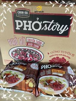 Phở bò có thịt (bắp bò và gân) ăn liền Phở Story đậm vị truyền thống gói 132g