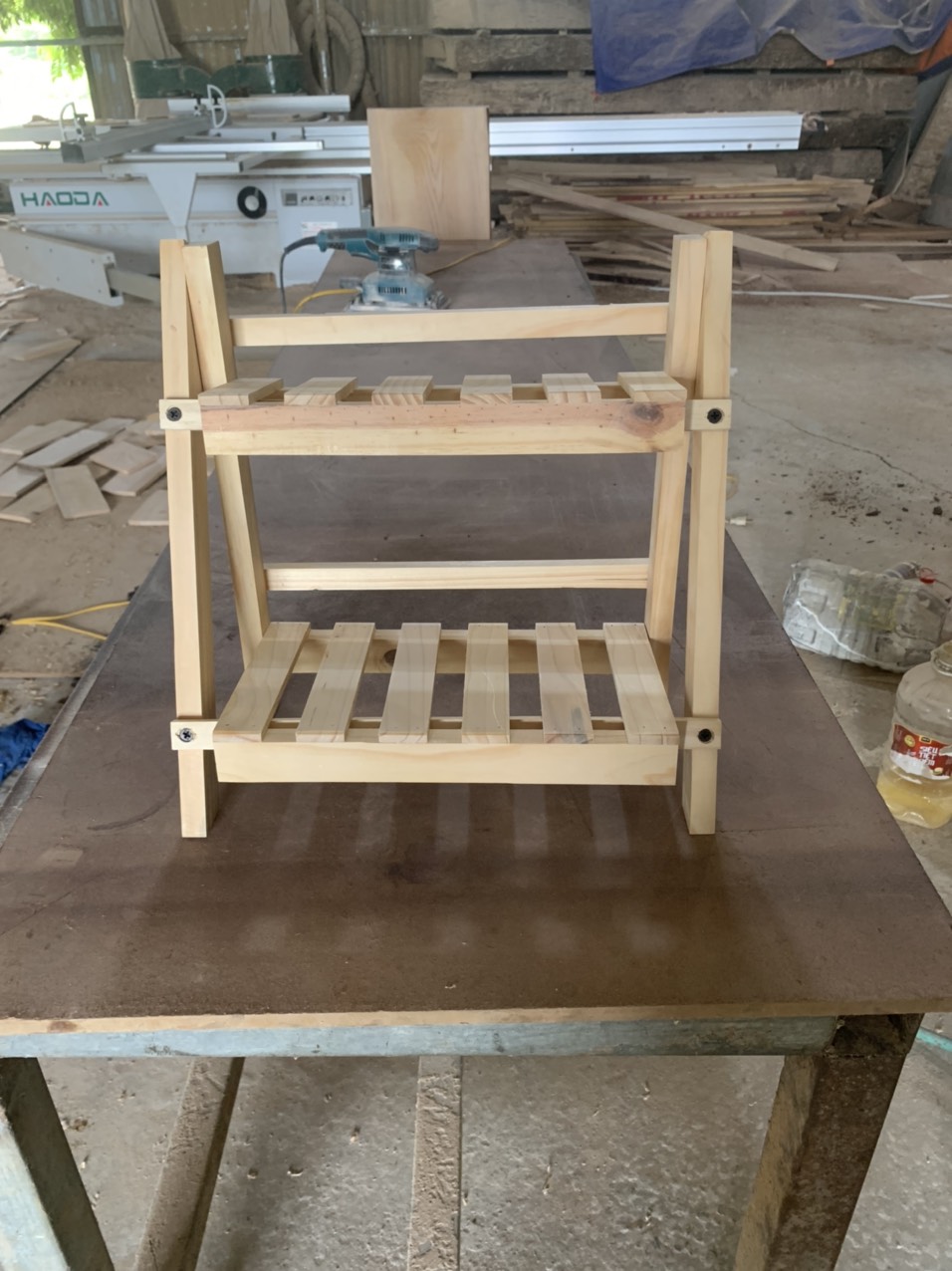 Kệ thang 2 tầng mini gỗ thông VS49, kệ decor để bàn nhỏ gọn siêu bền - ViHome.Store