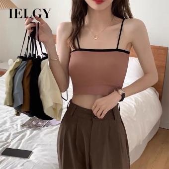 IELGY Đồ Mặc Ngoài Dễ Phối Áo Ống Màu Tương Phản Dây Nhỏ Bên Trong Kèm Áo Lót Đệm Ngực Cho Nữ