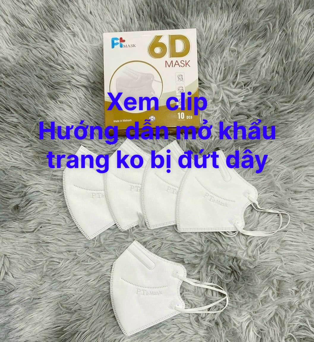 50 chiếc khẩu trang 6D PT mask, 5 lớp dầy dặn( 10 cái/hộp)khẩu trang 6d Phương Tuyến