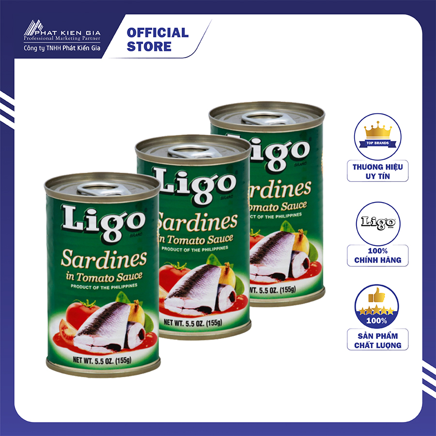 Combo 3 hộp cá mòi sốt cà ligo 155g