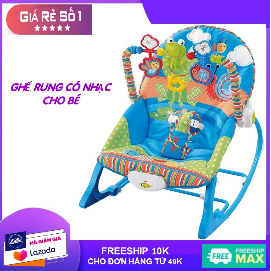 Ghế rung nhún cao cấp nhiều tư thế khung thép an toàn cho bé - ghế nằm, ghế rung bập bênh có nhạc, ghế rung đa năng có đồ chơi