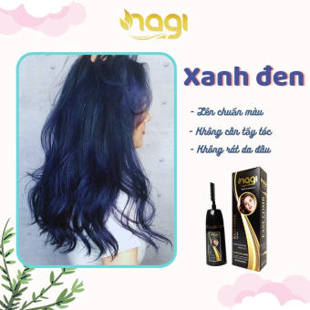Dầu gội nhuộm tóc màu Xanh đen Nagi BLUE AND BLACK 13 chiết xuất từ thiên nhiên chai 400ml, Nhuộm tóc xanh đen, tóc màu xanh đen