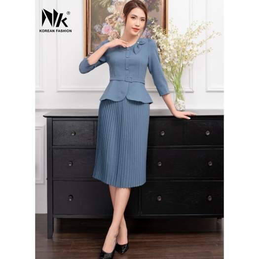 B8340B83 - Bộ tweet đốm đen: Vest đính nơ hoa + Chân váy xòe. Thời trang nữ  Toson