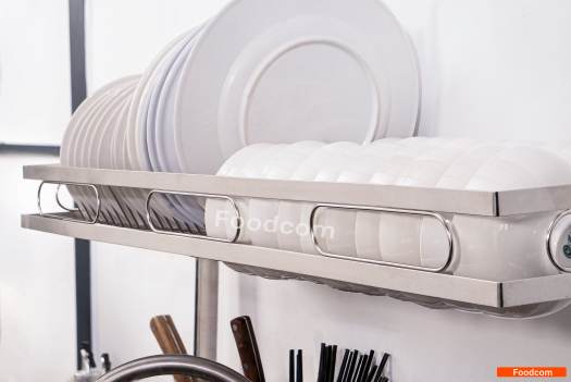 Kệ Úp Chén Bát Inox Foodcom - Kệ Chén Đa Năng Inox Để Trên Bồn Rửa - Kệ Để Chén Loại 1 tầng, Size 86cm - Hàng Chính Hãng, Bảo Hành 12 Tháng