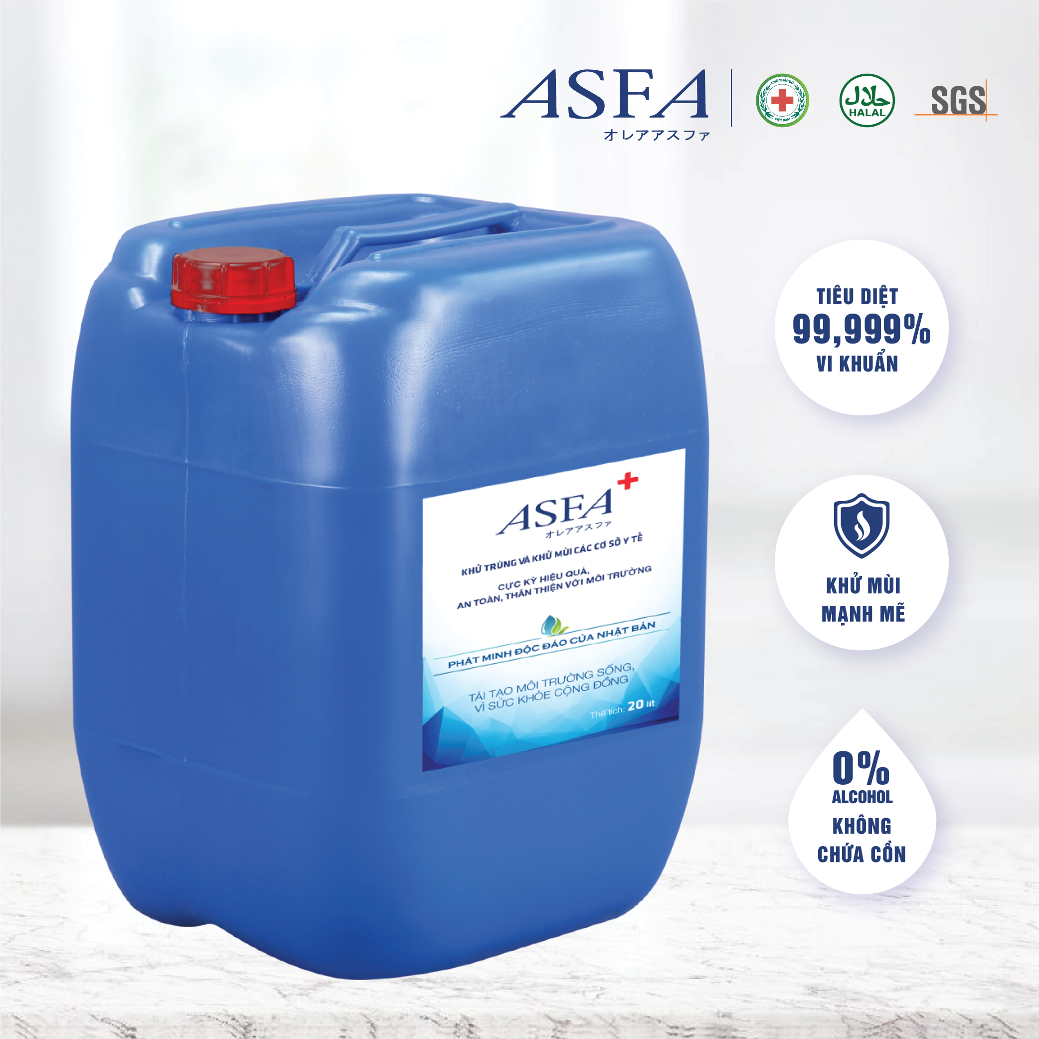 Nước diệt khuẩn, khử mùi ASFA PLUS 20L