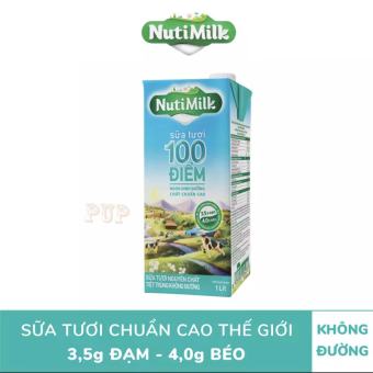 Sữa Tươi  Tiệt Trùng 100 Điểm Không Đường Nutimilk 1lít