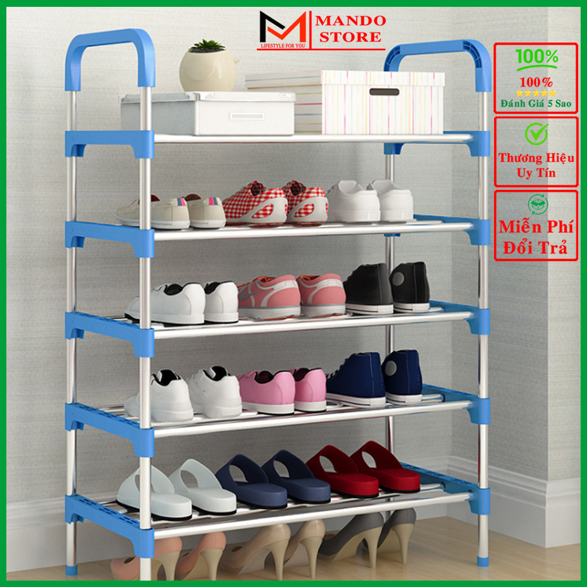 Kệ Để Giày Dép Inox 5 Tầng Cỡ Lớn – Chọn Màu - Kệ Giày Cỡ Siêu To Giá Để Giày Dép Inox 5 Tầng Cao Cấp